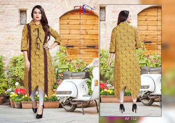 Ashda Yellow Collar Neck Designer Ethnic Ready To Wear Kurti 4