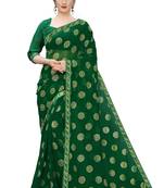 Green printed georgette saree with blouse