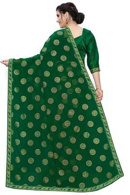 Green printed georgette saree with blouse 4