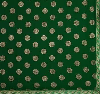 Green printed georgette saree with blouse 5