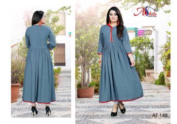 Multicolor hand woven rayon ethnic kurtis 5
