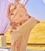 Beige woven silk saree with blouse
