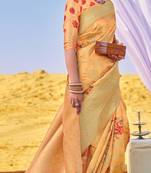 Orange woven silk saree with blouse