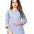 Blue Strip Line Printed Cotton Knee Length Kurti