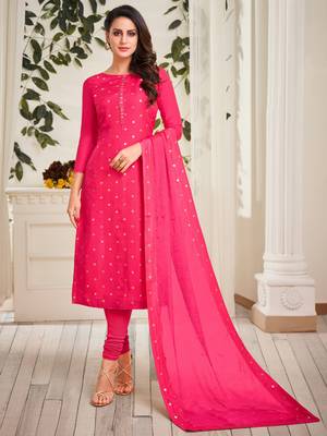 Magenta printed chanderi silk salwar 1