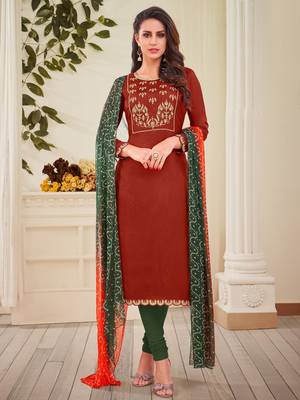 Brown embroidered chanderi silk salwar 1