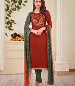Brown embroidered chanderi silk salwar