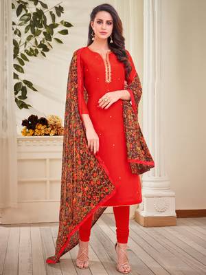 Red embroidered chanderi silk salwar 1