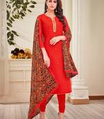 Red embroidered chanderi silk salwar