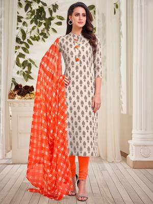 Off-white printed pure cotton salwar 1