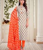 Off-white printed pure cotton salwar