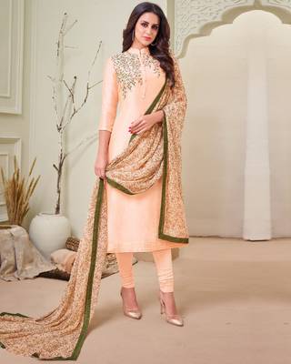 Beige embroidered chanderi silk salwar 1