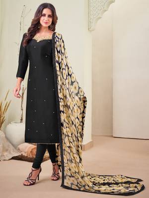 Black embroidered chanderi silk salwar 1