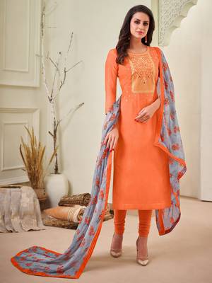 Orange embroidered chanderi silk salwar 1