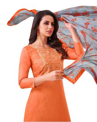 Orange embroidered chanderi silk salwar 2