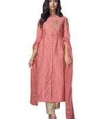 Peach embroidered chanderi silk salwar