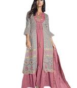 Grey embroidered chanderi silk salwar