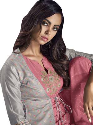 Grey embroidered chanderi silk salwar 2
