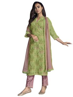 Green embroidered chanderi silk salwar 1