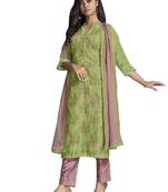 Green embroidered chanderi silk salwar