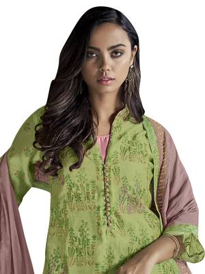 Green embroidered chanderi silk salwar 3