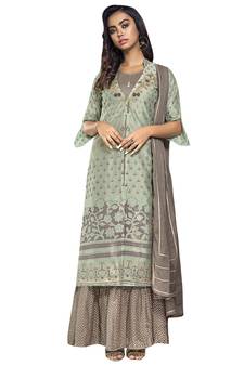 Green embroidered chanderi silk salwar