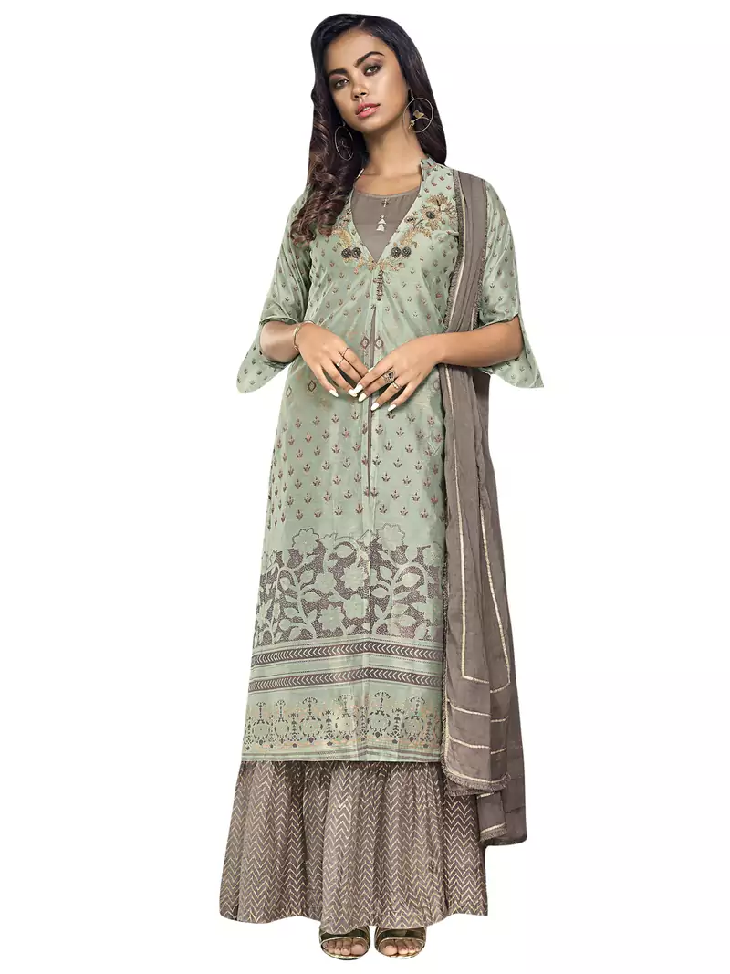 Green embroidered chanderi silk salwar