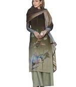 Green printed satin salwar