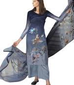Navy blue printed satin salwar