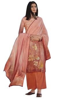Orange printed satin salwar