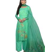 Green printed satin salwar