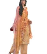 Orange printed satin salwar