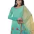 Turquoise printed satin salwar