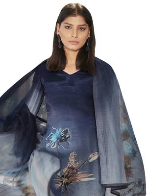 Navy blue printed satin salwar 2