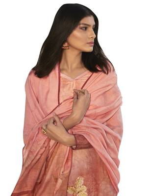 Orange printed satin salwar 2