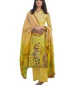 Yellow printed satin salwar