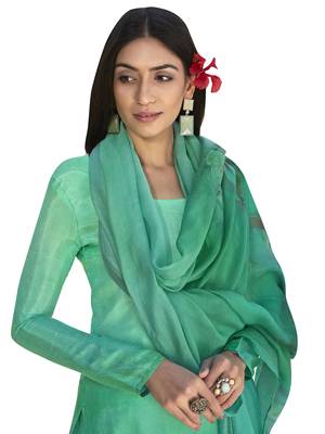 Green printed satin salwar 2