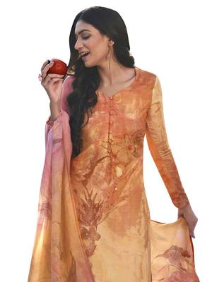 Orange printed satin salwar 2