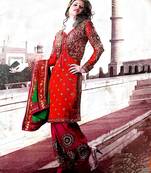 Orange embroidered silk salwar