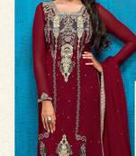 Maroon embroidered georgette salwar