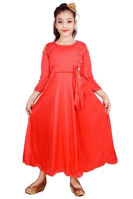 Orange plain satin
 kids-girl-gowns 1