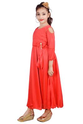 Orange plain satin
 kids-girl-gowns 2