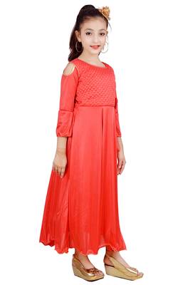 Orange plain satin
 kids-girl-gowns 3