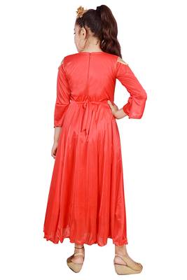 Orange plain satin
 kids-girl-gowns 4