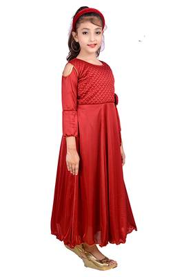 Maroon plain satin
 kids-girl-gowns 2