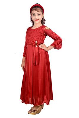 Maroon plain satin
 kids-girl-gowns 3