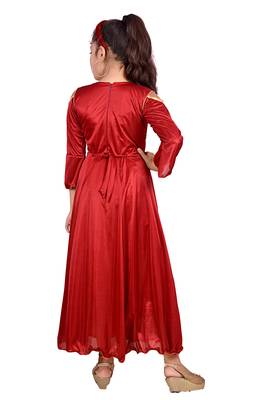 Maroon plain satin
 kids-girl-gowns 4