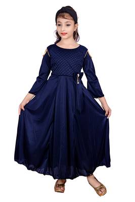 Blue plain satin kids-girl-gowns 1