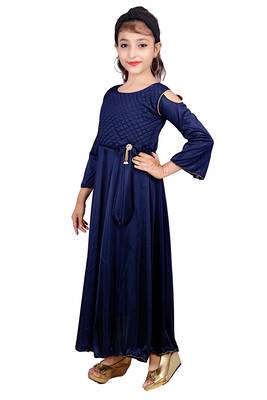 Blue plain satin kids-girl-gowns 3