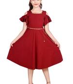 Maroon plain lycra kids-frocks